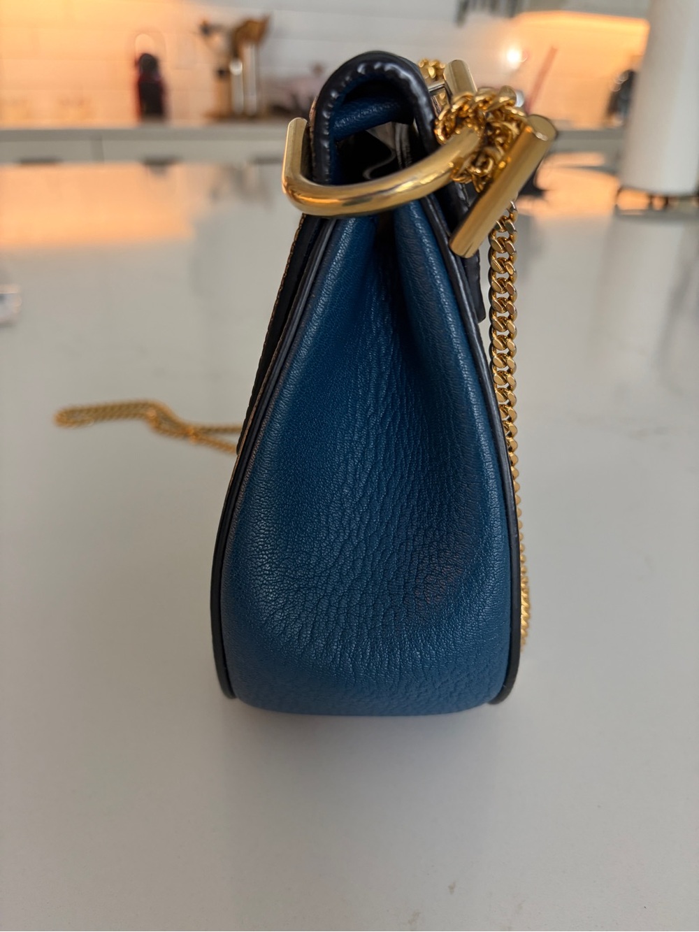 Chloé Drew Medium Blue Leather Shoulder Crossbody Bag Gold Hardware. With COA - Picture 9 of 15